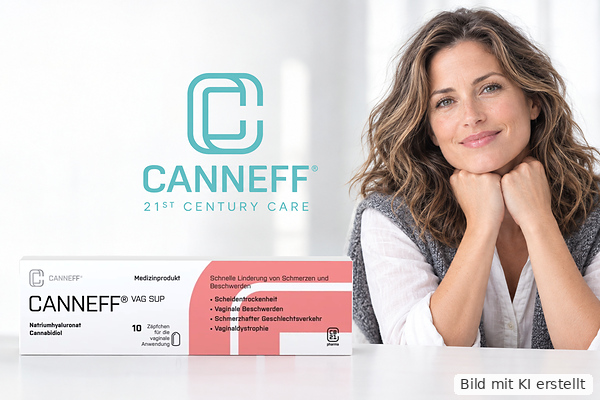 CANNEFF® VAG SUP Vaginalzäpfchen mit CBD und Hyaluronsäure KI - Canneff neu KI Bild